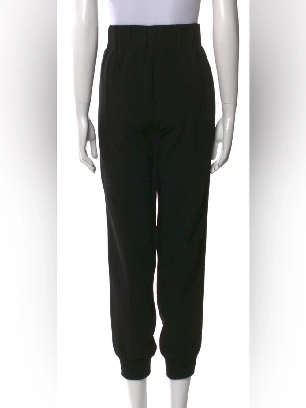 Cinq à Sept jogger Black Crepe Pants M High Rise ribbed Cuff Tapered pull on